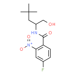 ChemSpider 2D Image | 4-Fluoro-N-(1-hydroxy-4,4-dimethyl-2-pentanyl)-2-nitrobenzamide | C14H19FN2O4
