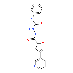 ChemSpider 2D Image | N-Phenyl-2-{[3-(3-pyridinyl)-4,5-dihydro-1,2-oxazol-5-yl]carbonyl}hydrazinecarboxamide | C16H15N5O3
