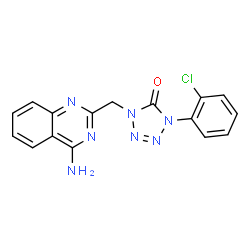 ChemSpider 2D Image | 1-[(4-Amino-2-quinazolinyl)methyl]-4-(2-chlorophenyl)-1,4-dihydro-5H-tetrazol-5-one | C16H12ClN7O