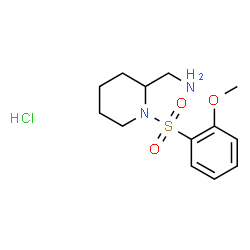 ChemSpider 2D Image | 1-{1-[(2-Methoxyphenyl)sulfonyl]-2-piperidinyl}methanamine hydrochloride (1:1) | C13H21ClN2O3S