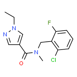 ChemSpider 2D Image | N-(2-Chloro-6-fluorobenzyl)-1-ethyl-N-methyl-1H-pyrazole-4-carboxamide | C14H15ClFN3O