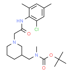 ChemSpider 2D Image | 2-Methyl-2-propanyl [(1-{2-[(2-chloro-4,6-dimethylphenyl)amino]-2-oxoethyl}-3-piperidinyl)methyl]methylcarbamate | C22H34ClN3O3