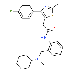 ChemSpider 2D Image | N-(2-{[Cyclohexyl(methyl)amino]methyl}phenyl)-2-[4-(4-fluorophenyl)-2-methyl-1,3-thiazol-5-yl]acetamide | C26H30FN3OS