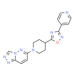 ChemSpider 2D Image | 6-{4-[3-(4-Pyridinyl)-1,2,4-oxadiazol-5-yl]-1-piperidinyl}[1,2,4]triazolo[4,3-b]pyridazine | C17H16N8O
