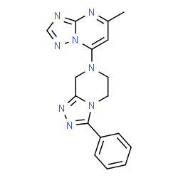 ChemSpider 2D Image | 7-(5-Methyl[1,2,4]triazolo[1,5-a]pyrimidin-7-yl)-3-phenyl-5,6,7,8-tetrahydro[1,2,4]triazolo[4,3-a]pyrazine | C17H16N8