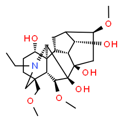 ChemSpider 2D Image | (1alpha,6beta,7beta,13xi,14alpha,16beta)-20-Ethyl-6,16-dimethoxy-4-(methoxymethyl)aconitane-1,7,8,14-tetrol | C24H39NO7