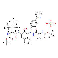 ChemSpider 2D Image | (~2~H_3_)Methyl [(5S,10S,11S,14S)-11-benzyl-10-hydroxy-15,15-bis[(~2~H_3_)methyl]-5-(2-methyl-2-propanyl)-3,6,13-trioxo-8-[4-(2-pyridinyl)benzyl](1,1,1,16,16,16-~2~H_6_)-2-oxa-4,7,8,12-tetraazahexadec
an-14-yl]carbamate sulfate (1:1) | C38H39D15N6O11S