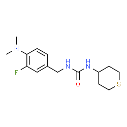 ChemSpider 2D Image | 1-[4-(Dimethylamino)-3-fluorobenzyl]-3-(tetrahydro-2H-thiopyran-4-yl)urea | C15H22FN3OS