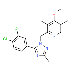 ChemSpider 2D Image | 2-{[5-(3,4-Dichlorophenyl)-3-methyl-1H-1,2,4-triazol-1-yl]methyl}-4-methoxy-3,5-dimethylpyridine | C18H18Cl2N4O