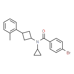 ChemSpider 2D Image | 4-Bromo-N-cyclopropyl-N-[3-(2-methylphenyl)cyclobutyl]benzamide | C21H22BrNO