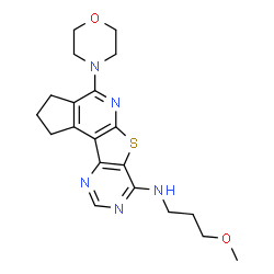 ChemSpider 2D Image | N-(3-Methoxypropyl)-4-(4-morpholinyl)-2,3-dihydro-1H-cyclopenta[4',5']pyrido[3',2':4,5]thieno[3,2-d]pyrimidin-7-amine | C20H25N5O2S