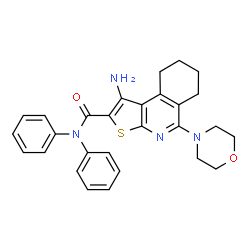 ChemSpider 2D Image | 1-Amino-5-(4-morpholinyl)-N,N-diphenyl-6,7,8,9-tetrahydrothieno[2,3-c]isoquinoline-2-carboxamide | C28H28N4O2S