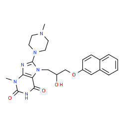ChemSpider 2D Image | 7-[2-Hydroxy-3-(2-naphthyloxy)propyl]-3-methyl-8-(4-methyl-1-piperazinyl)-3,7-dihydro-1H-purine-2,6-dione | C24H28N6O4