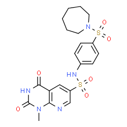 ChemSpider 2D Image | N-[4-(1-Azepanylsulfonyl)phenyl]-1-methyl-2,4-dioxo-1,2,3,4-tetrahydropyrido[2,3-d]pyrimidine-6-sulfonamide | C20H23N5O6S2