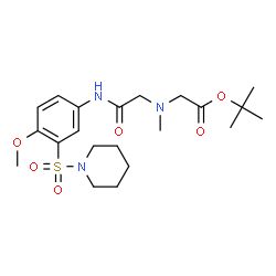 ChemSpider 2D Image | 2-Methyl-2-propanyl [(2-{[4-methoxy-3-(1-piperidinylsulfonyl)phenyl]amino}-2-oxoethyl)(methyl)amino]acetate | C21H33N3O6S