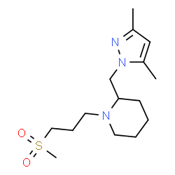 ChemSpider 2D Image | 2-[(3,5-Dimethyl-1H-pyrazol-1-yl)methyl]-1-[3-(methylsulfonyl)propyl]piperidine | C15H27N3O2S