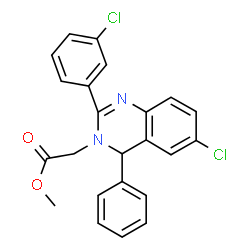 ChemSpider 2D Image | Methyl [6-chloro-2-(3-chlorophenyl)-4-phenyl-3(4H)-quinazolinyl]acetate | C23H18Cl2N2O2