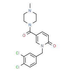 ChemSpider 2D Image | 1-(3,4-Dichlorobenzyl)-5-[(4-methyl-1-piperazinyl)carbonyl]-2(1H)-pyridinone | C18H19Cl2N3O2