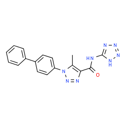 ChemSpider 2D Image | 1-(4-Biphenylyl)-5-methyl-N-(1H-tetrazol-5-yl)-1H-1,2,3-triazole-4-carboxamide | C17H14N8O