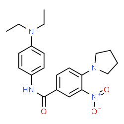 ChemSpider 2D Image | N-[4-(Diethylamino)phenyl]-3-nitro-4-(1-pyrrolidinyl)benzamide | C21H26N4O3