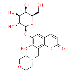 ChemSpider 2D Image | 7-Hydroxy-8-(4-morpholinylmethyl)-2-oxo-2H-chromen-6-yl beta-D-glucopyranoside | C20H25NO10