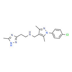 ChemSpider 2D Image | N-{[1-(4-Chlorophenyl)-3,5-dimethyl-1H-pyrazol-4-yl]methyl}-2-(3-methyl-1H-1,2,4-triazol-5-yl)ethanamine | C17H21ClN6