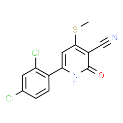 ChemSpider 2D Image | 6-(2,4-Dichlorophenyl)-4-(methylsulfanyl)-2-oxo-1,2-dihydro-3-pyridinecarbonitrile | C13H8Cl2N2OS