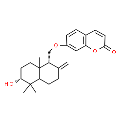ChemSpider 2D Image | 7-{[(1R,6R)-6-Hydroxy-5,5,8a-trimethyl-2-methylenedecahydro-1-naphthalenyl]methoxy}-2H-chromen-2-one | C24H30O4