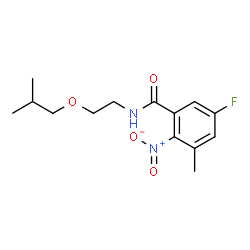 ChemSpider 2D Image | 5-Fluoro-N-(2-isobutoxyethyl)-3-methyl-2-nitrobenzamide | C14H19FN2O4