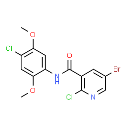 ChemSpider 2D Image | 5-Bromo-2-chloro-N-(4-chloro-2,5-dimethoxyphenyl)nicotinamide | C14H11BrCl2N2O3