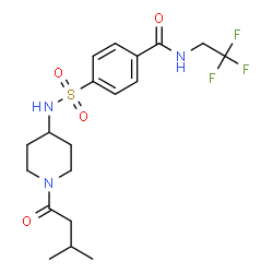 ChemSpider 2D Image | 4-{[1-(3-Methylbutanoyl)-4-piperidinyl]sulfamoyl}-N-(2,2,2-trifluoroethyl)benzamide | C19H26F3N3O4S