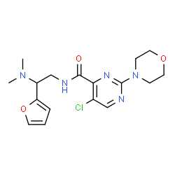ChemSpider 2D Image | 5-Chloro-N-[2-(dimethylamino)-2-(2-furyl)ethyl]-2-(4-morpholinyl)-4-pyrimidinecarboxamide | C17H22ClN5O3