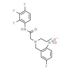 ChemSpider 2D Image | N~2~-(5-Fluoro-2-nitrobenzyl)-N~2~-propyl-N-(2,3,4-trifluorophenyl)glycinamide | C18H17F4N3O3
