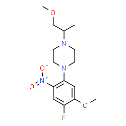 ChemSpider 2D Image | 1-(4-Fluoro-5-methoxy-2-nitrophenyl)-4-(1-methoxy-2-propanyl)piperazine | C15H22FN3O4