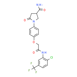 ChemSpider 2D Image | 1-[4-({[2-CHLORO-5-(TRIFLUOROMETHYL)PHENYL]CARBAMOYL}METHOXY)PHENYL]-5-OXOPYRROLIDINE-3-CARBOXAMIDE | C20H17ClF3N3O4