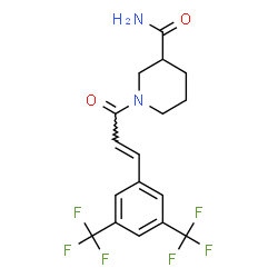 ChemSpider 2D Image | 1-{(2E)-3-[3,5-Bis(trifluoromethyl)phenyl]-2-propenoyl}-3-piperidinecarboxamide | C17H16F6N2O2