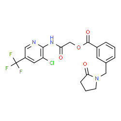 ChemSpider 2D Image | 2-{[3-Chloro-5-(trifluoromethyl)-2-pyridinyl]amino}-2-oxoethyl 3-[(2-oxo-1-pyrrolidinyl)methyl]benzoate | C20H17ClF3N3O4