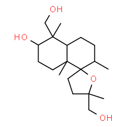 ChemSpider 2D Image | 5,5'-Bis(hydroxymethyl)-2',5,5',8a'-tetramethyldecahydro-2'H,3H-spiro[furan-2,1'-naphthalen]-6'-ol | C19H34O4