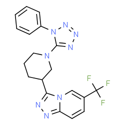 ChemSpider 2D Image | 3-[1-(1-Phenyl-1H-tetrazol-5-yl)-3-piperidinyl]-6-(trifluoromethyl)[1,2,4]triazolo[4,3-a]pyridine | C19H17F3N8