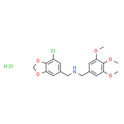 ChemSpider 2D Image | 1-(7-Chloro-1,3-benzodioxol-5-yl)-N-(3,4,5-trimethoxybenzyl)methanamine hydrochloride (1:1) | C18H21Cl2NO5