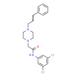 ChemSpider 2D Image | 2-(4-Cinnamyl-1-piperazinyl)-N-(3,5-dichlorophenyl)acetamide | C21H23Cl2N3O