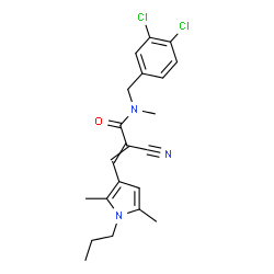 ChemSpider 2D Image | 2-Cyano-N-(3,4-dichlorobenzyl)-3-(2,5-dimethyl-1-propyl-1H-pyrrol-3-yl)-N-methylacrylamide | C21H23Cl2N3O