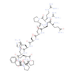 ChemSpider 2D Image | L-Glutaminyl-L-arginyl-L-prolyl-L-arginyl-L-leucyl-L-seryl-L-histidyl-L-lysylglycylprolyl-L-methionyl-L-prolyl-L-phenylalanine | C69H111N23O16S