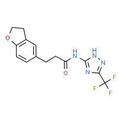 ChemSpider 2D Image | 3-(2,3-Dihydro-1-benzofuran-5-yl)-N-[3-(trifluoromethyl)-1H-1,2,4-triazol-5-yl]propanamide | C14H13F3N4O2