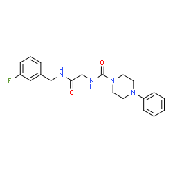 ChemSpider 2D Image | N-{2-[(3-Fluorobenzyl)amino]-2-oxoethyl}-4-phenyl-1-piperazinecarboxamide | C20H23FN4O2