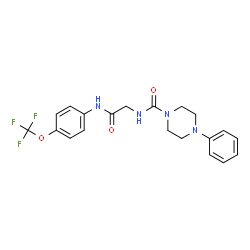 ChemSpider 2D Image | N-(2-Oxo-2-{[4-(trifluoromethoxy)phenyl]amino}ethyl)-4-phenyl-1-piperazinecarboxamide | C20H21F3N4O3