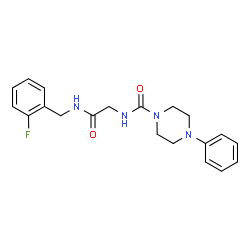ChemSpider 2D Image | N-{2-[(2-Fluorobenzyl)amino]-2-oxoethyl}-4-phenyl-1-piperazinecarboxamide | C20H23FN4O2
