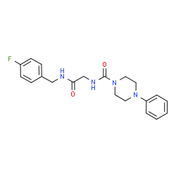 ChemSpider 2D Image | N-{2-[(4-Fluorobenzyl)amino]-2-oxoethyl}-4-phenyl-1-piperazinecarboxamide | C20H23FN4O2