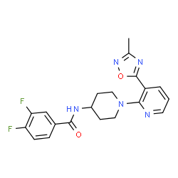 ChemSpider 2D Image | 3,4-Difluoro-N-{1-[3-(3-methyl-1,2,4-oxadiazol-5-yl)-2-pyridinyl]-4-piperidinyl}benzamide | C20H19F2N5O2