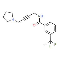 ChemSpider 2D Image | N-[4-(1-Pyrrolidinyl)-2-butyn-1-yl]-3-(trifluoromethyl)benzamide | C16H17F3N2O